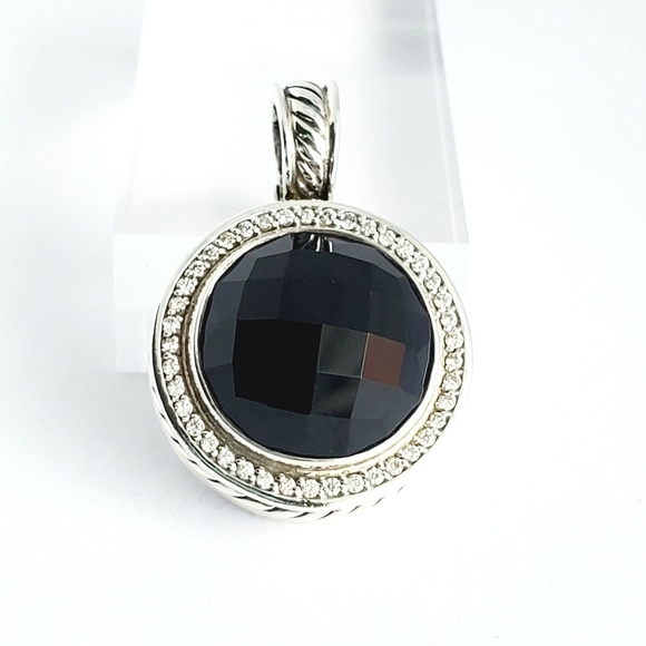 David Yurman Cerise 18mm Black Onyx and Diamond Pendant - Picture 6 of 6